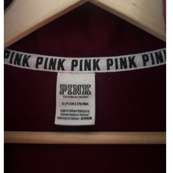 Victoria Secret Pink Women's Casual Half Zip Pullover Sweater Burgundy Small - Picture 2 of 6